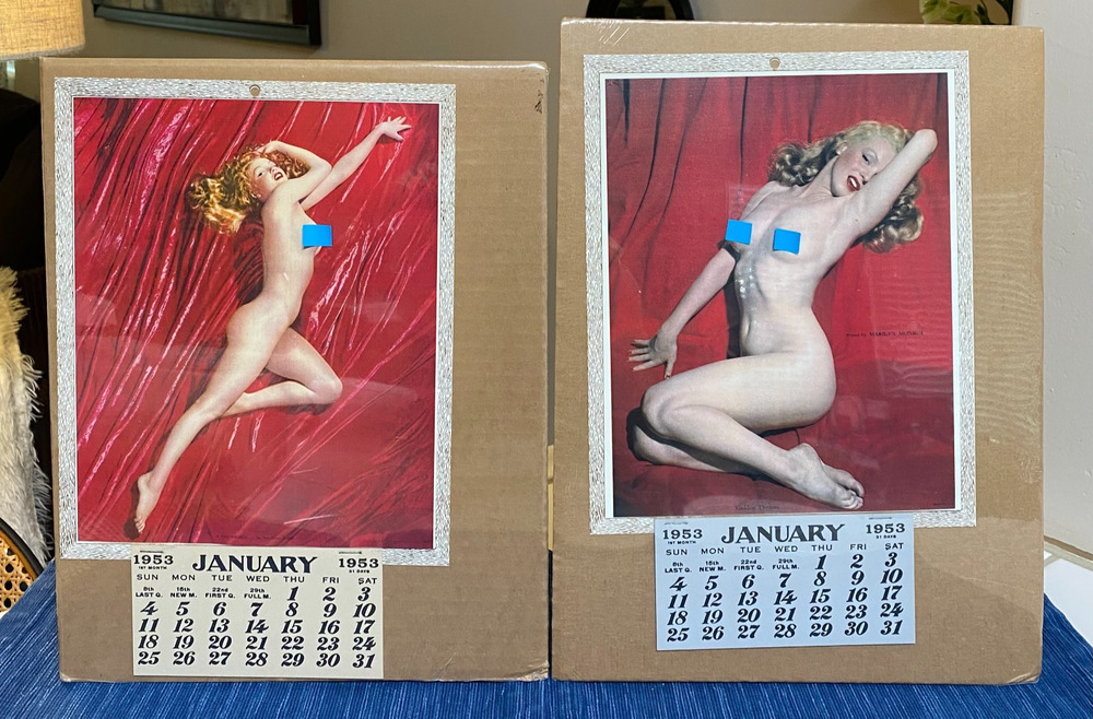 Pair VTG 1953 Pinup Calendar Marilyn Monroe Golden Dreams & A New Wrinkle